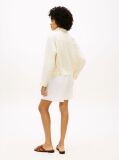 Beige Gold-Tone Button Pure Linen Utility Jacket  Women