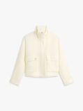 Beige Gold-Tone Button Pure Linen Utility Jacket  Women