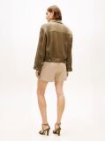 Green Gold-Tone Button Pure Linen Utility Jacket  Women