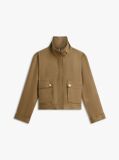 Green Gold-Tone Button Pure Linen Utility Jacket  Women