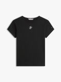 Black Textured Logo Slim Jersey T-Shirt  Women