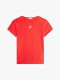 Red Textured Logo Slim Jersey T-Shirt  Women