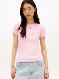 Pink Textured Logo Slim Jersey T-Shirt  Women