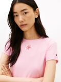 Pink Textured Logo Slim Jersey T-Shirt  Women