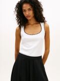 White Contrast Stitch Ribbed Slim Tank Top  Women