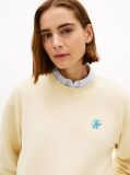 Beige Logo Embroidery Crew Neck Sweatshirt  Women