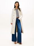 Beige Gold-Tone Button Slim Trench Coat  Women