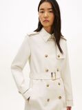 Beige Gold-Tone Button Slim Trench Coat  Women