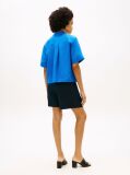 Blue Relaxed Fit Pure Linen Short Sleeve Shirt  Women