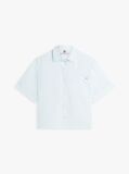 Blue Relaxed Fit Pure Linen Short Sleeve Shirt  Women