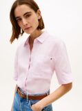 Purple Relaxed Fit Pure Linen Short Sleeve Shirt  Women