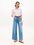 Purple Relaxed Fit Pure Linen Short Sleeve Shirt  Women
