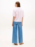 Purple Relaxed Fit Pure Linen Short Sleeve Shirt  Women