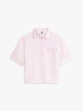 Purple Relaxed Fit Pure Linen Short Sleeve Shirt  Women