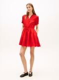 Red Relaxed Pure Linen Mini Flare Dress  Women