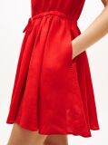 Red Relaxed Pure Linen Mini Flare Dress  Women
