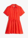 Red Relaxed Pure Linen Mini Flare Dress  Women