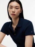Blue Slim Fit Gold-Tone Button Polo Shirt  Women