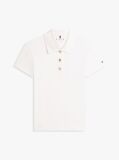 White Slim Fit Gold-Tone Button Polo Shirt  Women