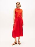 Red Pleated Sleeveless Slim Midi Dress  Women
