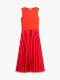 Red Pleated Sleeveless Slim Midi Dress  Women