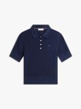 Blue Pointelle Short Sleeve Polo Jumper  Women