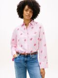 Pink Logo Embroidery Linen Blend Shirt  Women