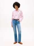 Pink Logo Embroidery Linen Blend Shirt  Women