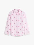 Pink Logo Embroidery Linen Blend Shirt  Women