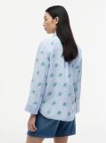 Blue Logo Embroidery Linen Blend Shirt  Women