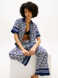 Blue Relaxed Fit Print Voile Shirt With Silk  Women