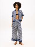 Blue Relaxed Fit Print Voile Shirt With Silk  Women