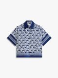 Blue Relaxed Fit Print Voile Shirt With Silk  Women