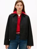 Black Water Repellent Collared Relaxed Short Jacket  Women