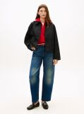 Black Water Repellent Collared Relaxed Short Jacket  Women