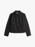 Black Water Repellent Collared Relaxed Short Jacket  Women