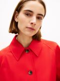 Red Water Repellent Collared Relaxed Short Jacket  Women