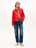 Red Water Repellent Collared Relaxed Short Jacket  Women