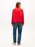 Red Water Repellent Collared Relaxed Short Jacket  Women