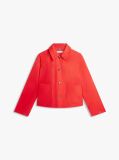 Red Water Repellent Collared Relaxed Short Jacket  Women