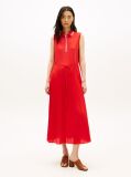 Red 1985 Pleated Sleeveless Midi Polo Dress  Women