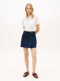 Blue Gold-Tone Button Crest Pleated Mini Skirt  Women