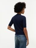 Blue Fine Knit Jersey Short Sleeve Jumper  Women