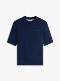 Blue Fine Knit Jersey Short Sleeve Jumper  Women