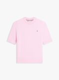 Pink Fine Knit Jersey Short Sleeve Jumper  Women