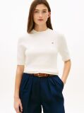 Beige Fine Knit Jersey Short Sleeve Jumper  Women