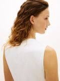 White Gold-Tone Button Linen Blend Slim Waistcoat  Women