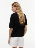 Black Weave Polo Relaxed Short Sleeve Cardigan  Women