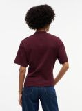Red Gold-Tone Button Mock Neck T-Shirt  Women