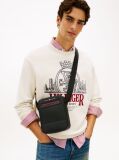 Black Metal Logo Crossbody Reporter Bag  Men